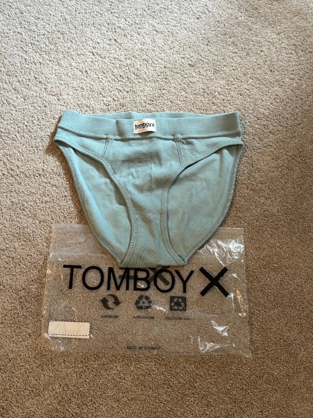TomboyX Organic Cotton Ribbed High Leg Bikini Panties Sz S NEW